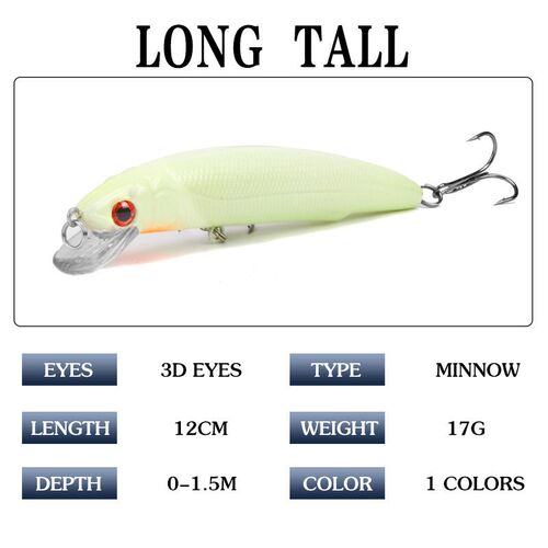 Luya Bait Mino 3D Night Light Fish Bait 17g/12cm Simulation