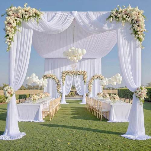 1Panel White Backdrop Ceiling Drapes Wrinkle Free Tent Rod P