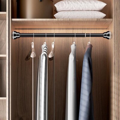 Telescopic rod clothes hanging pole shower curtain rod