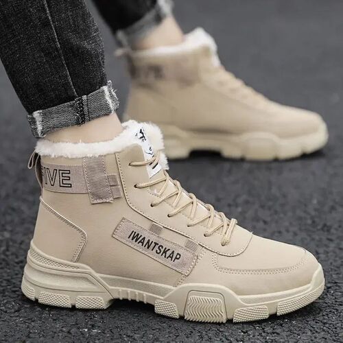 Men Snow Boots Winter Ankle Boots for Men Warm Lace-up Men S