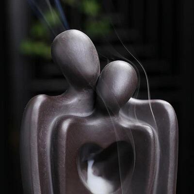 1pc, Lover Couple Ceramic Sandalwood Backflow Incense Burner