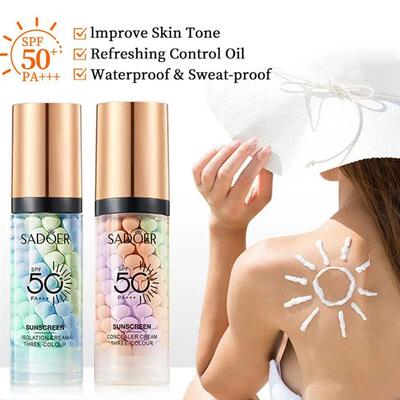 40g Tricolor Rainbow Sunscreen Repair Cream Sweat-Proof Refr