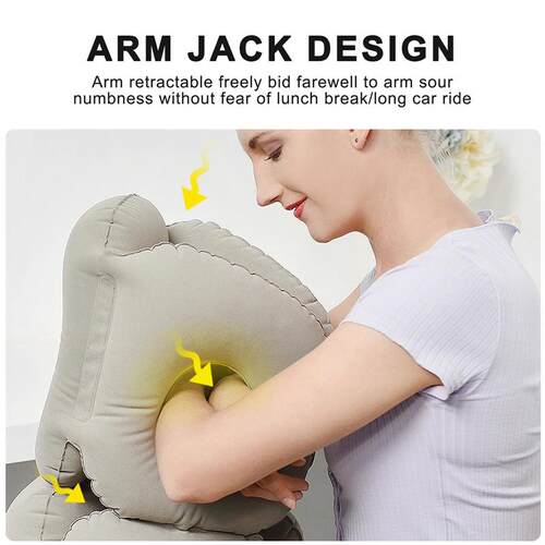 Upgraded Inflatable Air Cushion Travel Pillow Headrest Chin