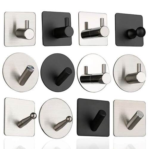 Self Adhesive Wall Hook Stainless Steel Towel Rack Bathroom