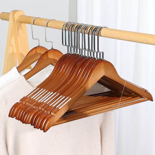 High Quality Strong Natural Wood Wooden Coat Hangers Pack