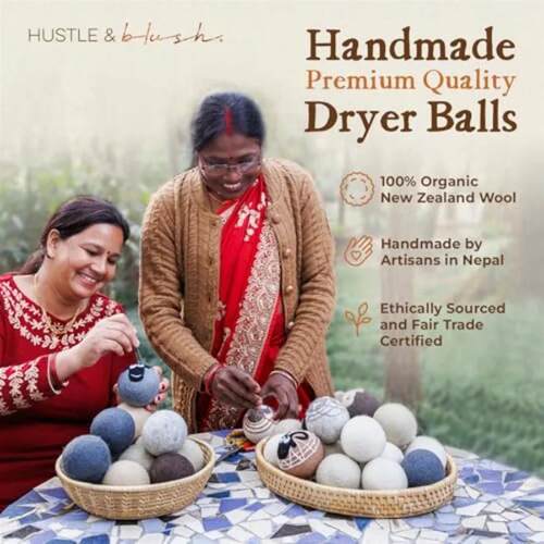 Hustle and Blush Fluff Ewes Wool Dryer Balls 6 Pack - Extra