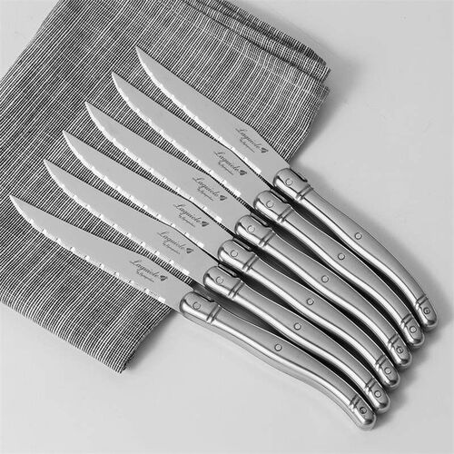 Laguiole Steak Knife set Stainless Steel Dinner Knives Silve