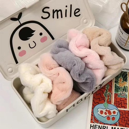 Warm Soft Hair Scrunchies Furry Elastic Hair Band Women Girl