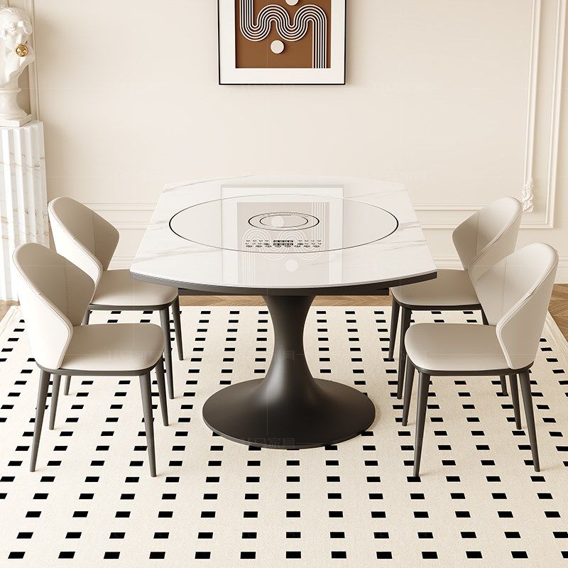 内嵌电磁炉岩板餐桌202新款现代极简高级感可伸缩带暖菜转盘餐桌,住宅家具,岩板餐桌,淘宝优惠券,粉丝福利购,淘宝优惠卷