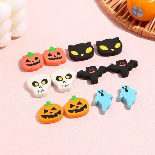 10Pcs/Lot Creative Halloween Eraser Cute Cartoon Bat Pumpkin