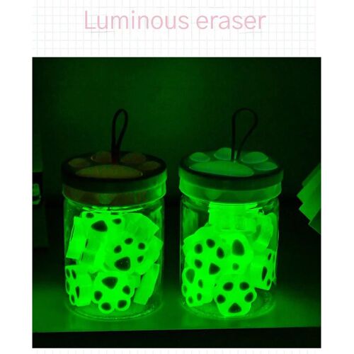 18Pcs/Barrel Kawaii Cat Claw Night Glow Eraser Set Cute Cart