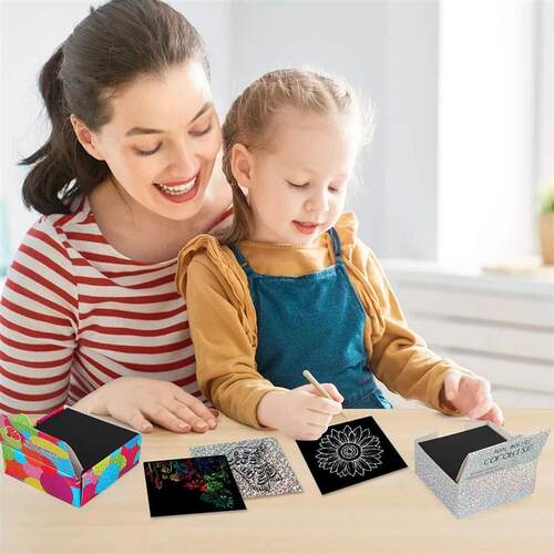 100pcs Scratch Paper Art Set Scratch Off Rainbow Magic Paper
