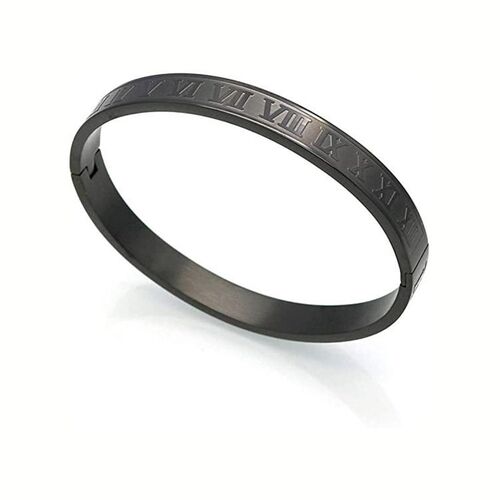Titanium Steel C Twisted Roman Numerals Mens Brlet Stainles