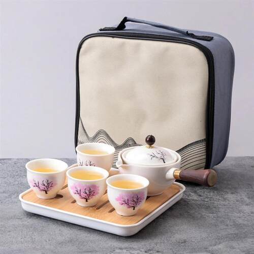 Chinese Gong Fu Tea Set Portable 360 Rotation Teapot Ceramic