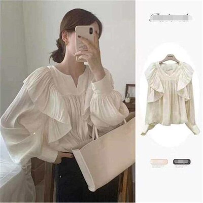 Chic Design Sense Niche Elegant Ruffled Pleated Shirt Women
