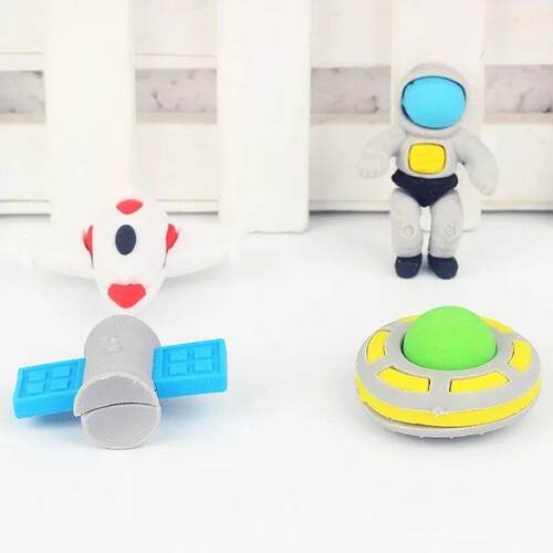 Space Eraser Novelty Mini Rocket Astronaut Rubber Eraser for