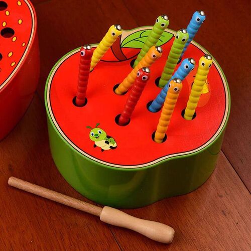 Magnet Strawberry Catch Worms Board Fishing Game for kids Ma
