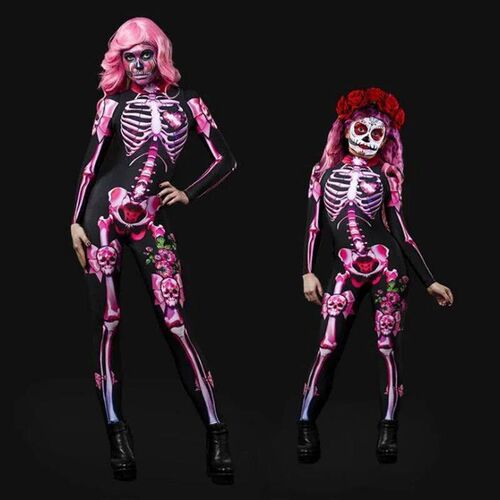 Rose Skeleton Adult Kids Scary Costume Halloween Dress