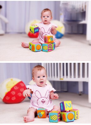 Baby Mobile Magic Cube Baby Toy Plush Block Clutch Rattles