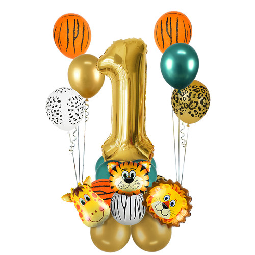 18Pcs Jungle Animal Balloons Set Chrome Metallic Latex Ballo