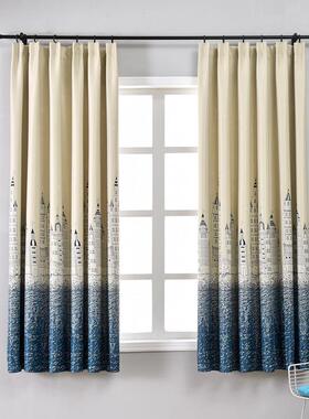 Finished Curtain Simple Modern Short Curtain Bay Window Bedr