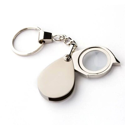 Portable 10/15X Folding Key Ring Mini Magnifier Key Chain Ma