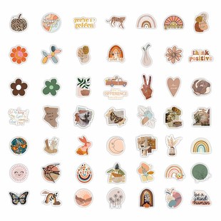 2024 50pcs Cute Cartoon Art Bohemian Aesthetic Stickers