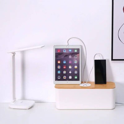 Wooden Cable Storage Box Power Line Storage Case Dustproof C