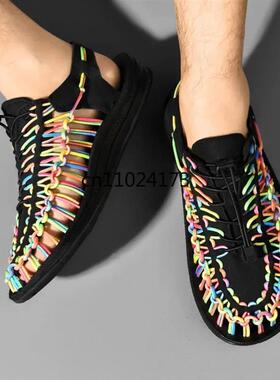 2025 newSummer Men Sandals Fashion Handmade Weaving Design B