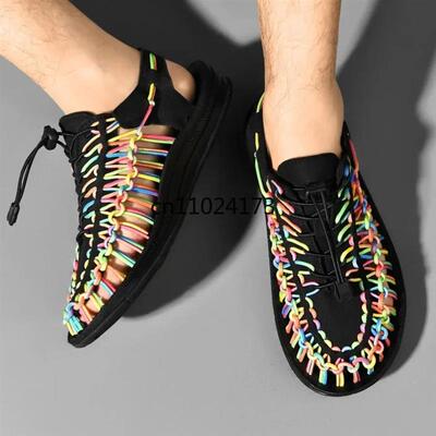 2025 newSummer Men Sandals Fashion Handmade Weaving Design B