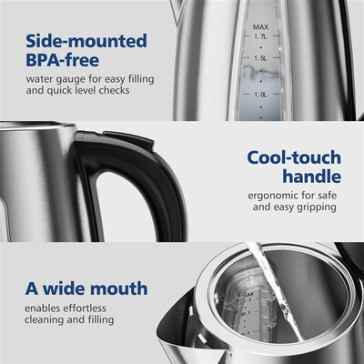 Stainless Steel Electric Kettle, 1.7 Liter Tea Kettle Electr