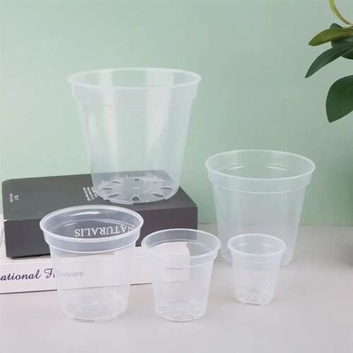 1PC DIY Planter Pot Transparent Plastic Round Starting Pot A