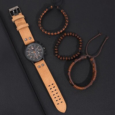 4PCS Set Fashion Mens Sports Bracelet Watches For Men Milita