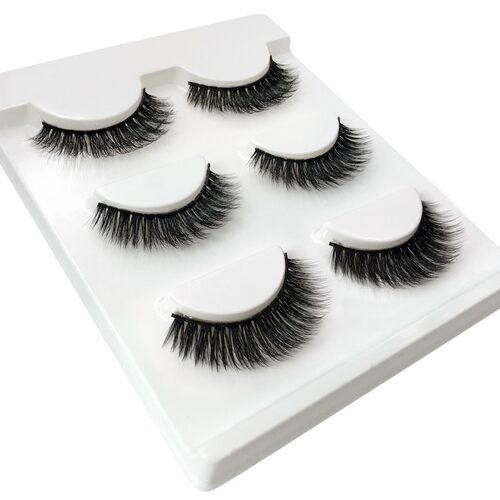 3 Pairs natural false eyelashes thick makeup real 3d mink la