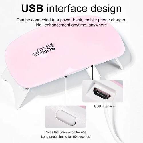 6W Mn Nal Dryer Machne Portable 6 LED UV Mancure Lamp Home U