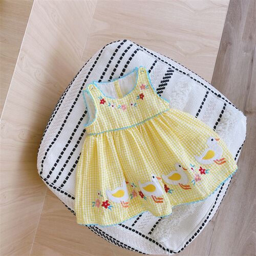 Baby Summer Vest Dress 2025 Cute Duck Girl Dress Infant Skir