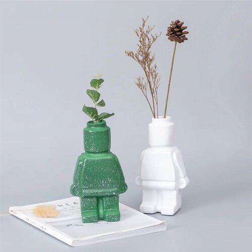 Nordic Style Ceramic Robot Vase Indoor Flower Pot Modern Hom