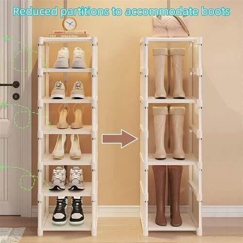 1pc 6/8 Layers Shoe Organizer, Space-saving Metal Frame & Fa