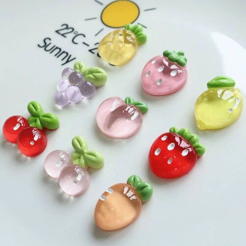 8pcs Cute Glitter transparent A fruit party Refrigerator Mag