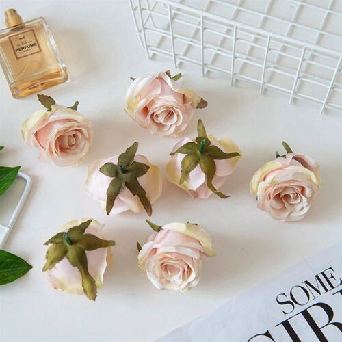 5/10pcs Artificial Flowers Wall Silk Rose Diy Brooch Gifts B