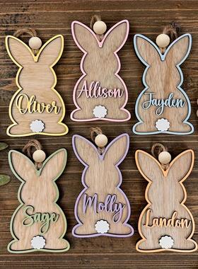 1PC 3D Easter Wooden Carrot Name Tags Basket Label Gift Tags