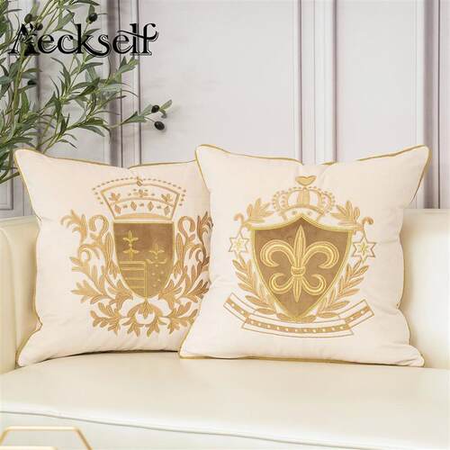 Aeckself Luxury European Embroidery Velvet Cushion Cover Hom