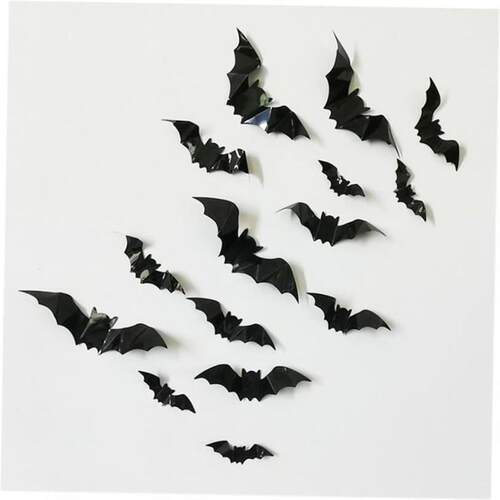 16pcs Halloween 3D black bat Wall Stickers Halloween party