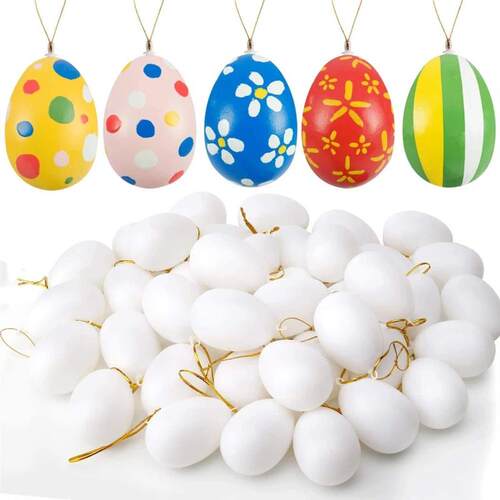 10/15/20/30/40PCS Graffiti Painted Eggs 6CM White Plastic Eg