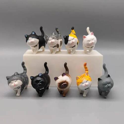 9pcs Cute Cat Ornaments Set, Kawaii Desktop Decor for Home