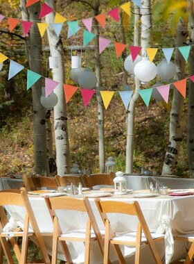 4m Colorful Jute Linen Pennant Flags Banner Birthday Wedding