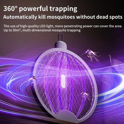 Tree-in-one Foldable Electric Mosquito Killer Fly Swatter Tr