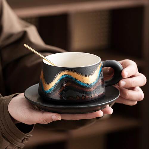 Kiln-turned ceramic cup, high-looking afternoon tea mug, gif