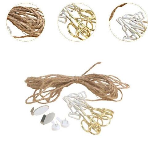 Wall Hanging Photo Display String with Jute Rope 12 Clips