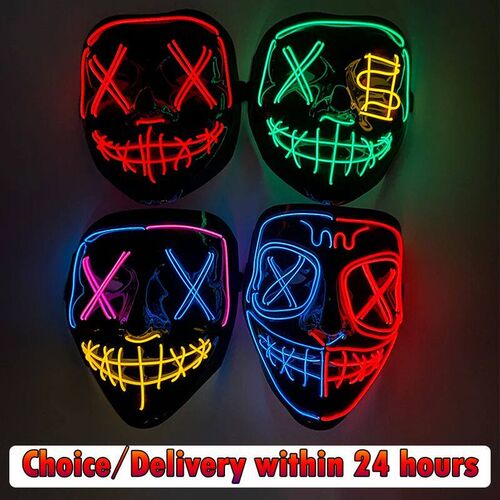 Wireless Halloween Neon LED Purge Mask Masque Masquerade Par